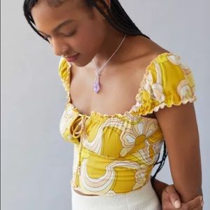 Urban Outfitters farley square neck top yellow